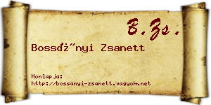 Bossányi Zsanett névjegykártya